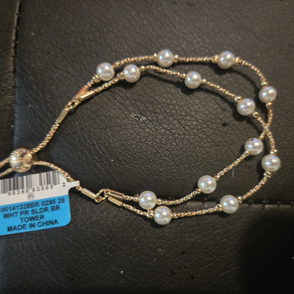 Macy's Gold and White Pearl Bracelet